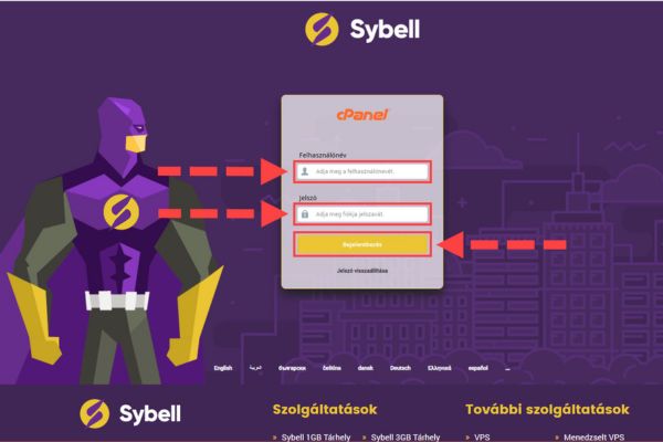 cpanel belépés