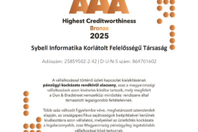 A Sybell Informatikát ismét a pénzügyileg legstabilabb cégek közé sorolta a Dun & Bradstreet